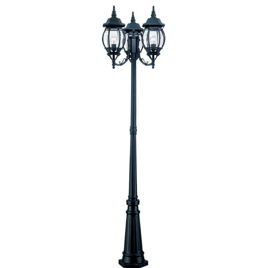 Outdoor Lighting * | Chateau 3-Head Matte Black Outdoor Surface-Mount Post Combination By Acclaim Lighting