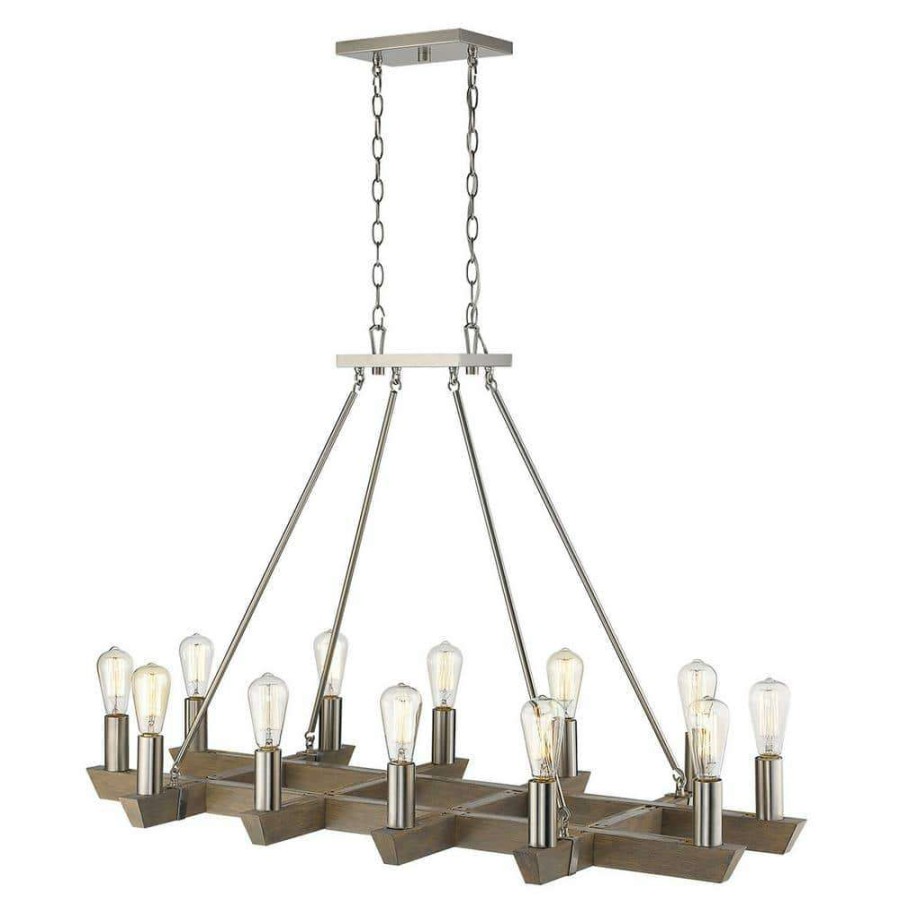 Chandeliers * | Finnick 12-Light Satin Nickel Chandelier By Acclaim Lighting