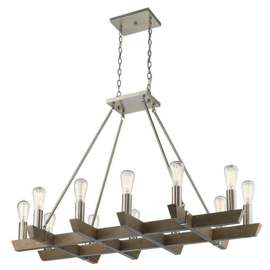 Chandeliers * | Finnick 12-Light Satin Nickel Chandelier By Acclaim Lighting