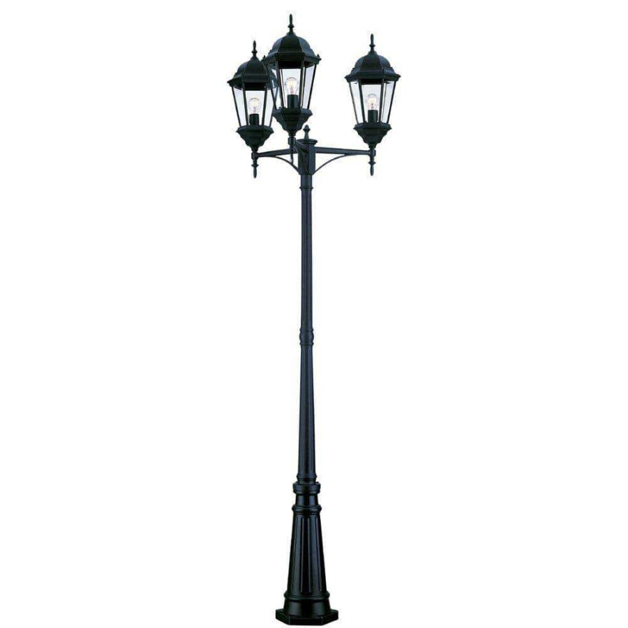 Outdoor Lighting * | Richmond 3-Head Matte Black Outdoor Surface-Mount Post Combination By Acclaim Lighting