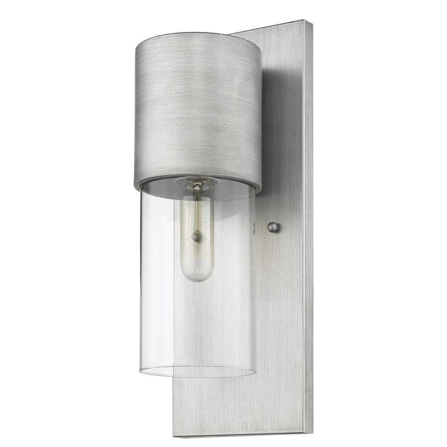 Outdoor Lighting * | Cooper 1-Light Matte Nickel Outdoor Wall Lantern Sconce With Clear Glass By Acclaim Lighting