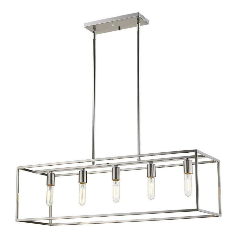 Pendant Lights * | Cobar 5-Light Satin Nickel Island Pendant By Acclaim Lighting