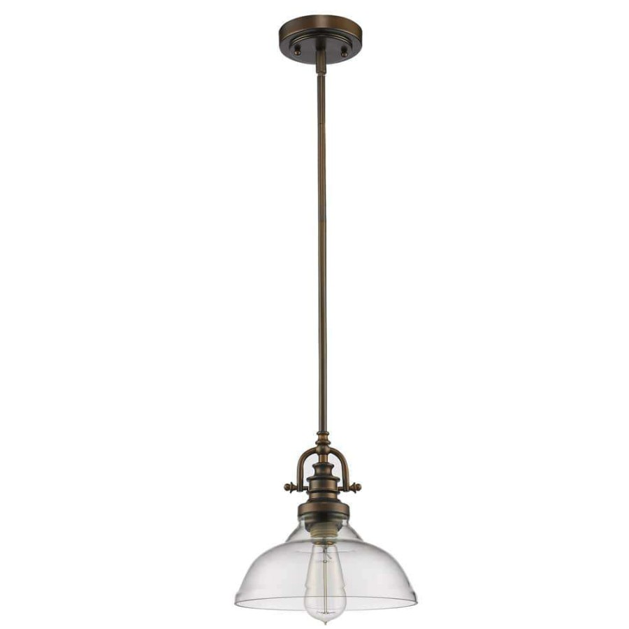 Pendant Lights * | Virginia Indoor 1-Light Oil Rubbed Bronze Mini-Pendant With Glass Shade By Acclaim Lighting