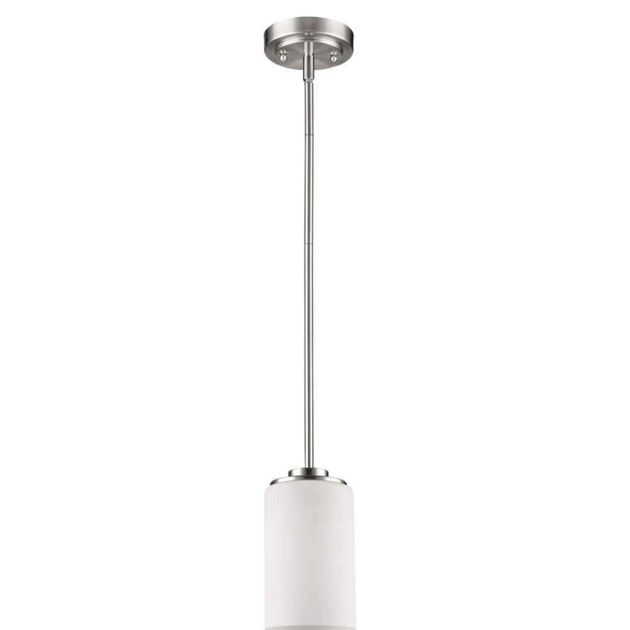 Chandeliers * | Addison Indoor 1-Light Mini Pendant With Glass Shade In Satin Nickel By Acclaim Lighting