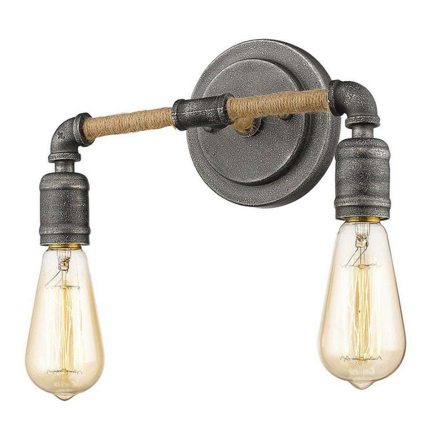 Vanity Lighting * | Grayson 12-1/4-In 2-Light Antique Gray Vanity Light By Acclaim Lighting