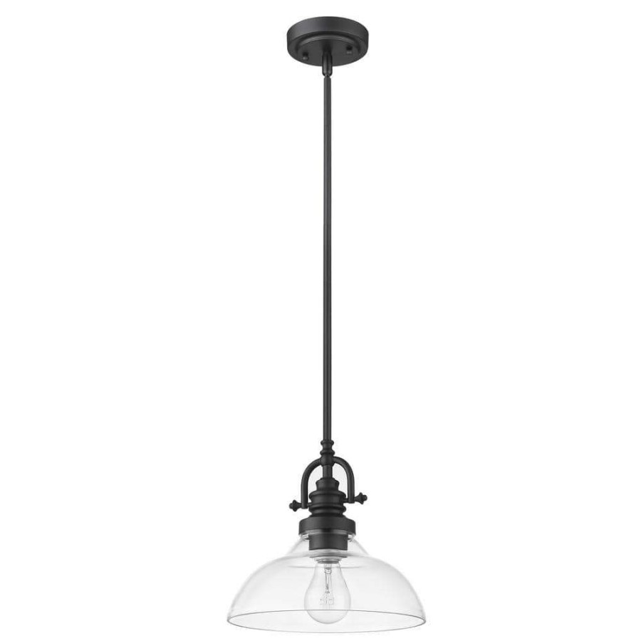 Pendant Lights * | Virginia 1-Light Indoor Matte Black Mini-Pendant With Glass Shade By Acclaim Lighting