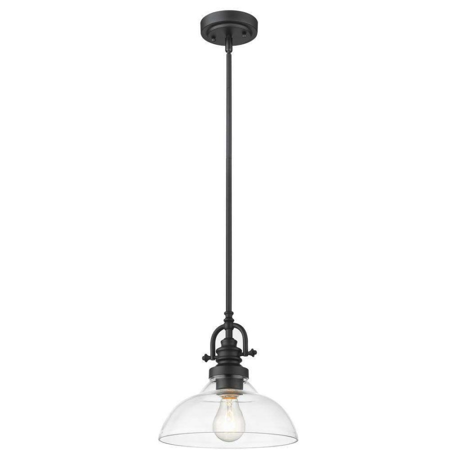 Pendant Lights * | Virginia 1-Light Indoor Matte Black Mini-Pendant With Glass Shade By Acclaim Lighting