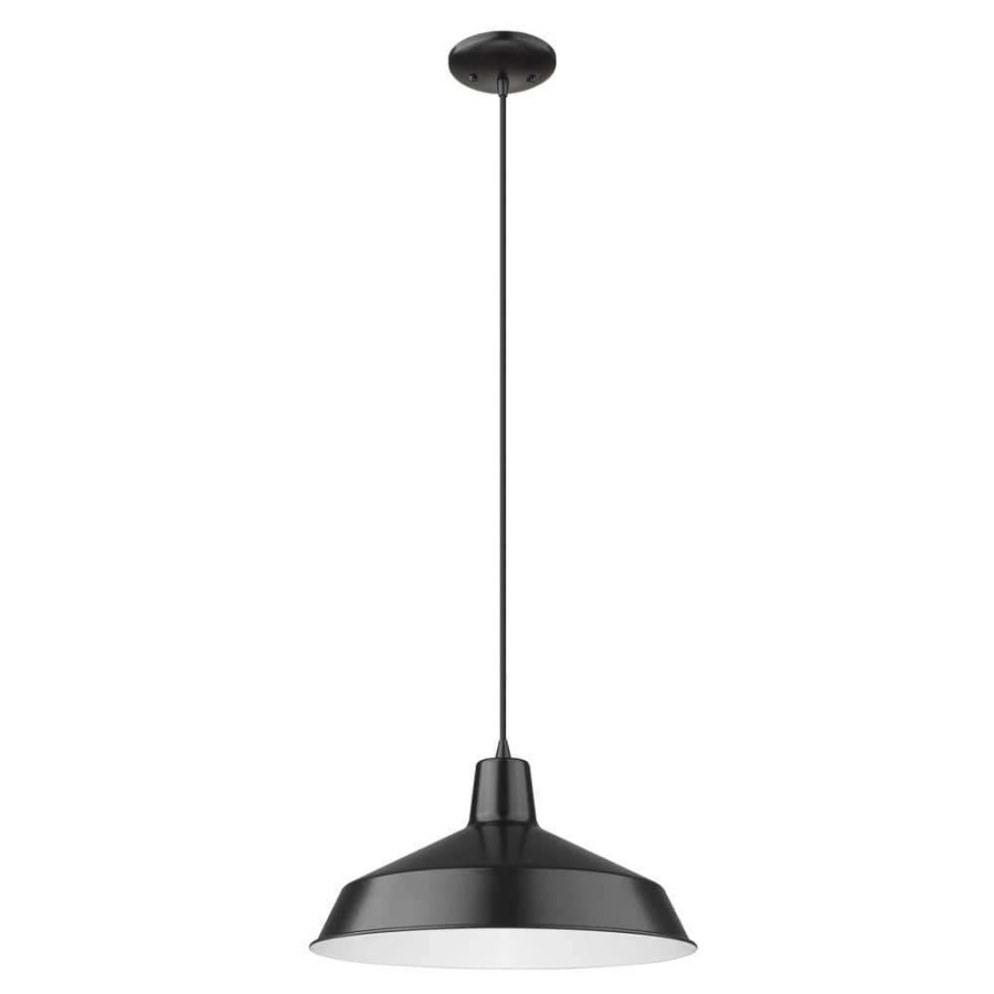 Chandeliers * | Alcove 1-Light Matte Black Pendant With Metal White Interior Shade By Acclaim Lighting