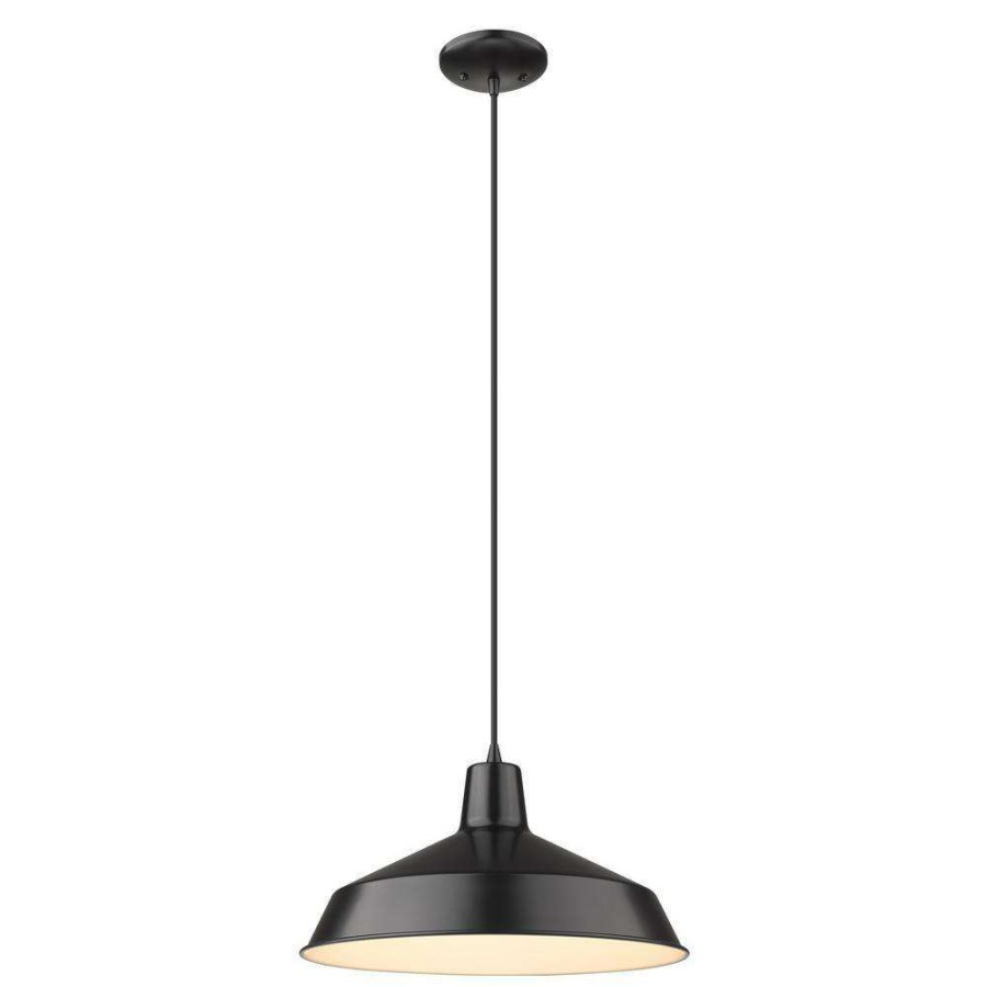 Chandeliers * | Alcove 1-Light Matte Black Pendant With Metal White Interior Shade By Acclaim Lighting