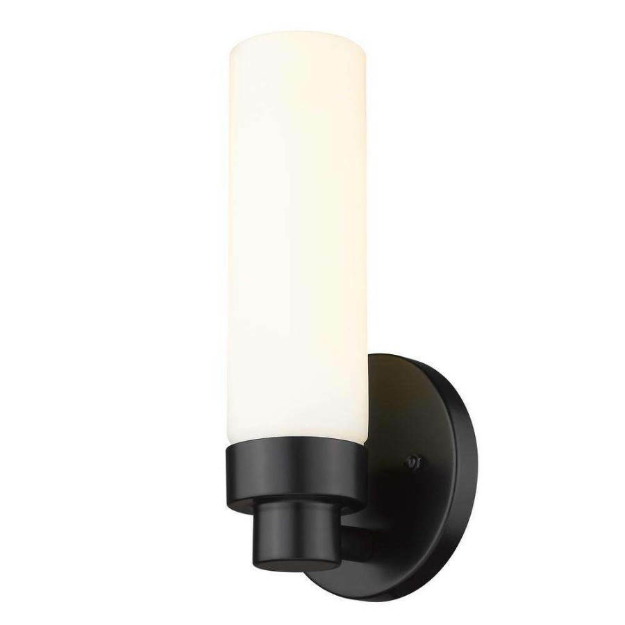 Wall Sconces * | Valmont 1-Light Matte Black Sconce With Etched Glass By Acclaim Lighting