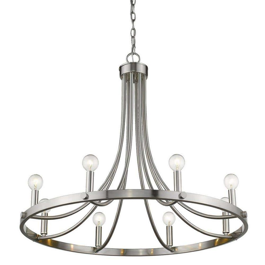 Chandeliers * | Sawyer 8-Light Satin Nickel Chandelier By Acclaim Lighting