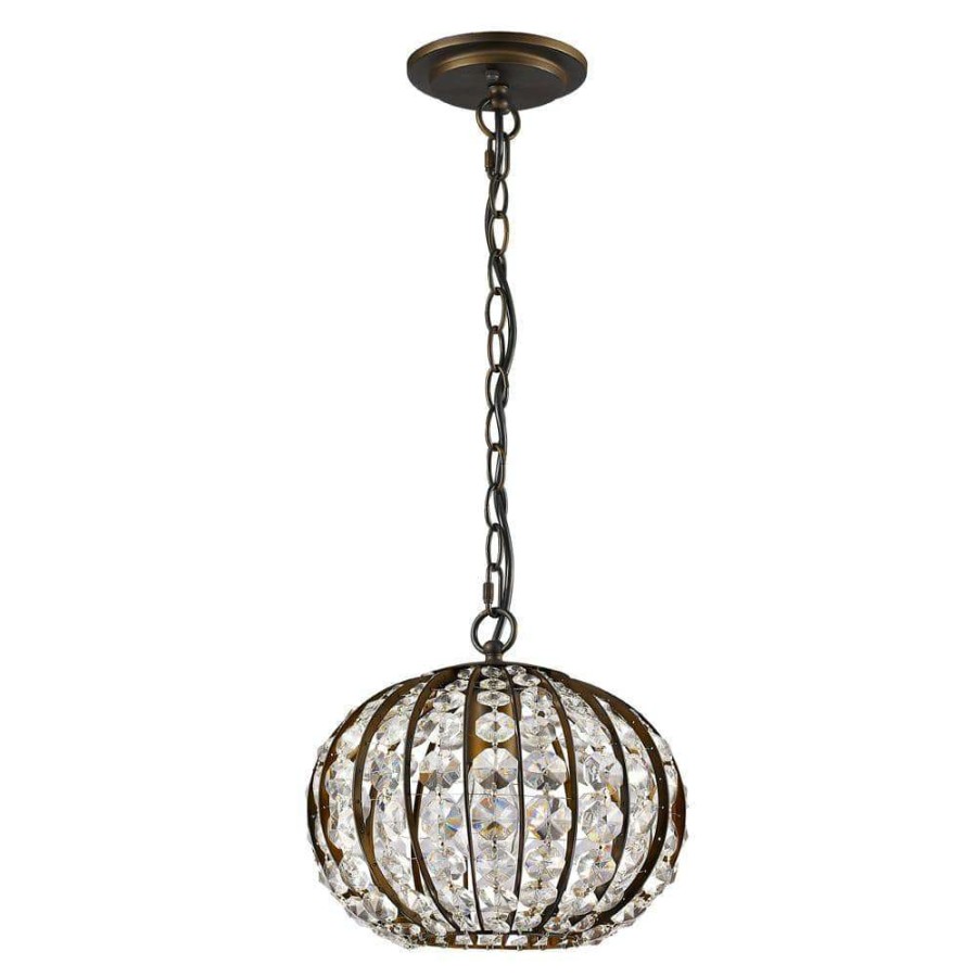 Pendant Lights * | Olivia 1-Light Indoor Pendant Oil Rubbed Bronze Pendant With Crystal By Acclaim Lighting