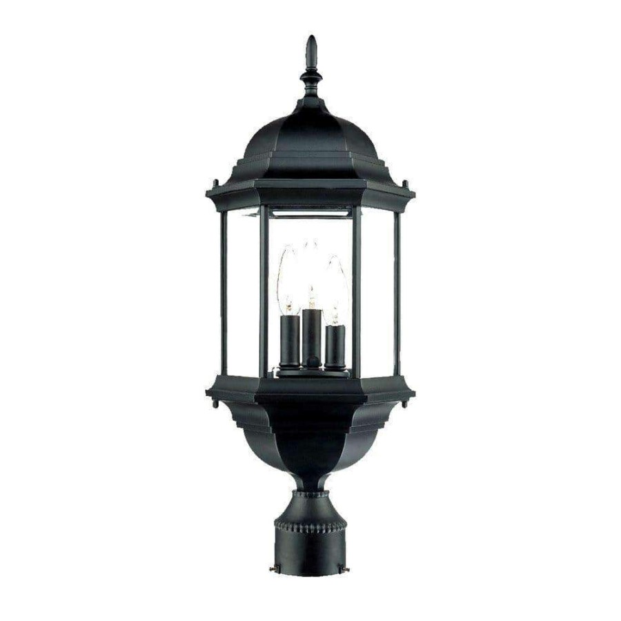 Outdoor Lighting * | Madison 3-Light Matte Black Outdoor Post-Mount Light Fixture By Acclaim Lighting