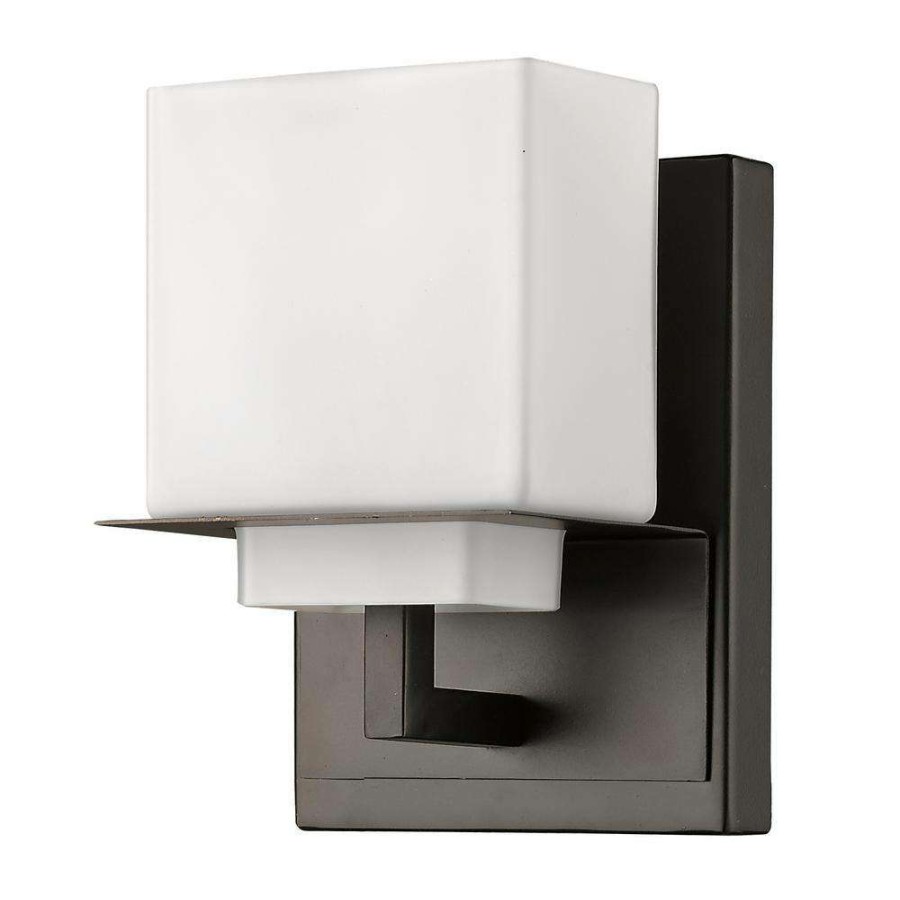 Wall Sconces * | Rampart 1-Light Oil-Rubbed Bronze Sconce With Etched Glass Shade By Acclaim Lighting