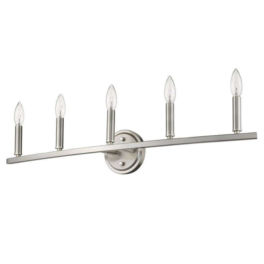 Vanity Lighting * | Sawyer 32 In. 5-Light Satin Nickel Vanity Light By Acclaim Lighting