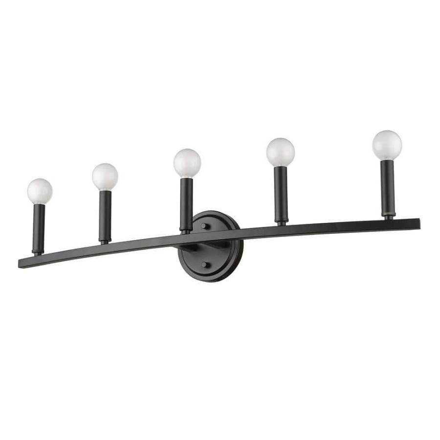 Vanity Lighting * | Sawyer 32 In. 5-Light Matte Black Vanity Light By Acclaim Lighting