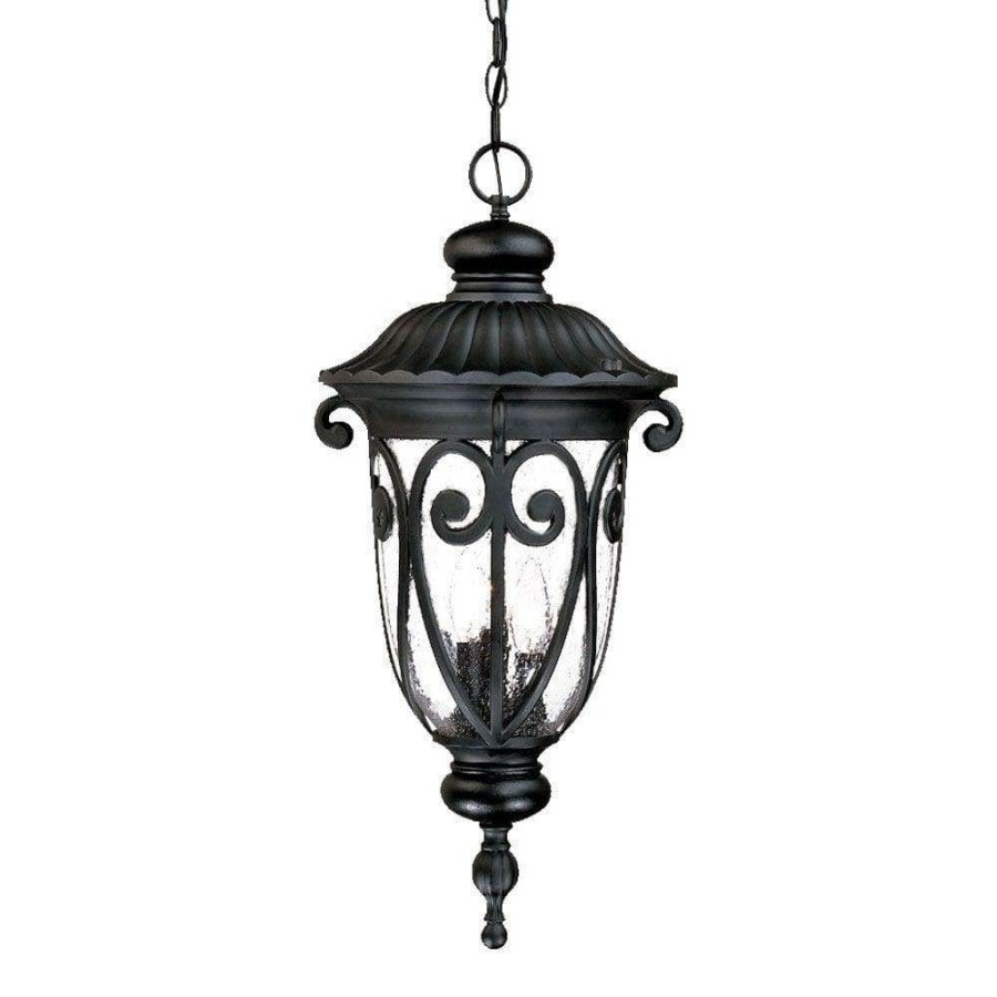 Outdoor Lighting * | Naples Collection 3-Light Matte Black Outdoor Hanging Lantern Light Fixture By Acclaim Lighting