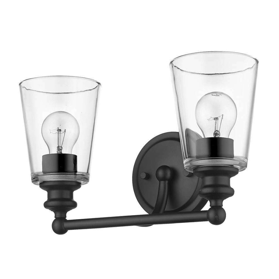 Vanity Lighting * | Ceil 2-Light Matte Black Vanity Light By Acclaim Lighting