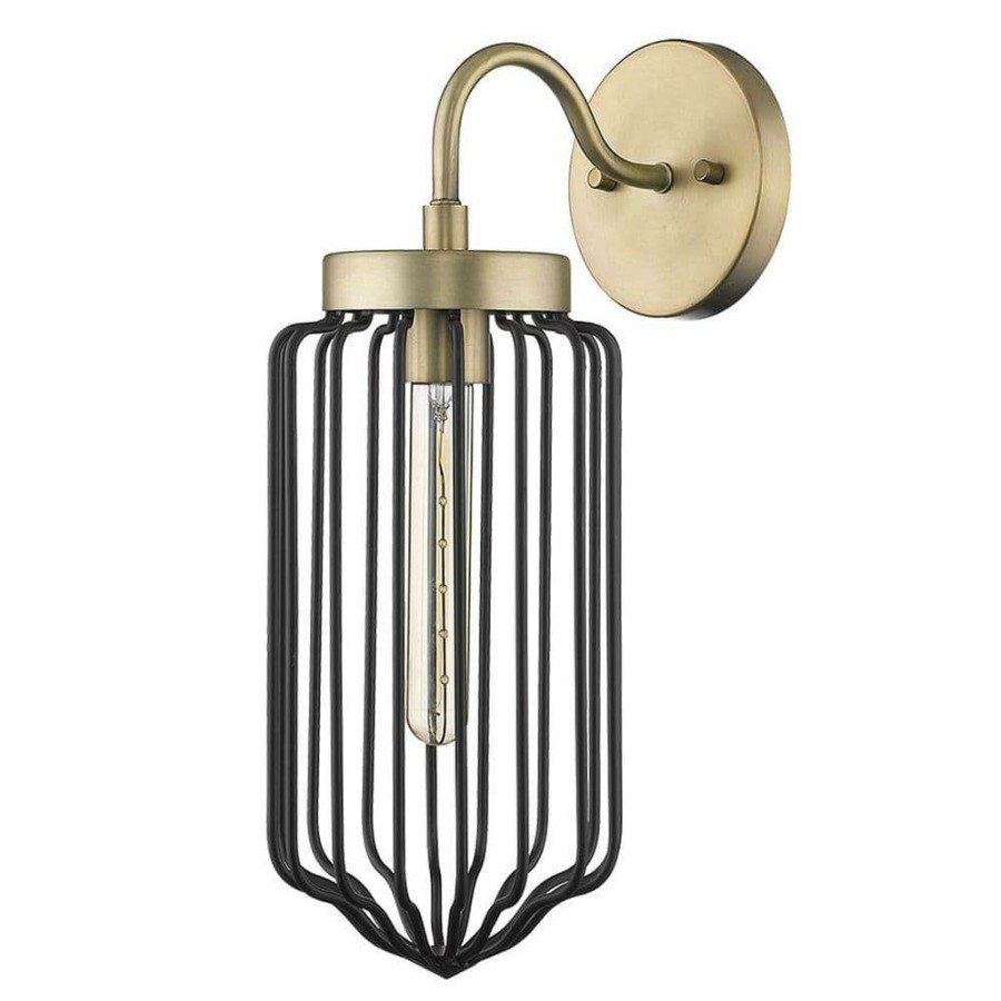 Wall Sconces * | Reece 1-Light Aged Brass Sconce By Acclaim Lighting