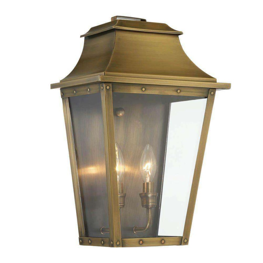 Outdoor Lighting * | Coventry Collection 2-Light Aged Brass Outdoor Wall Lantern Sconce By Acclaim Lighting