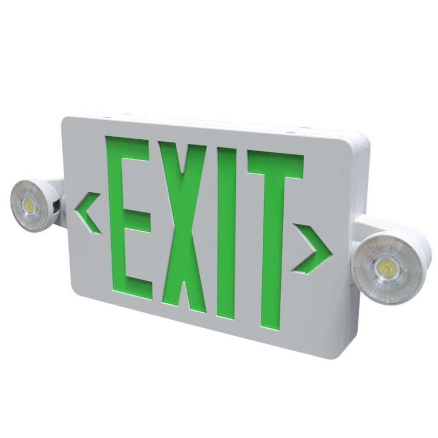 Commercial Lighting * | Evade 120-Volt/277-Volt Integrated Led White With Green Letter Exit Combination With Remote Capacity By Halco Lighting Technologies