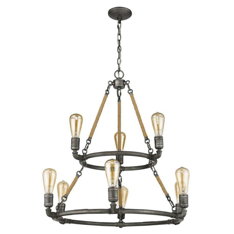 Chandeliers * | Grayson 9-Light Antique Gray Chandelier By Acclaim Lighting