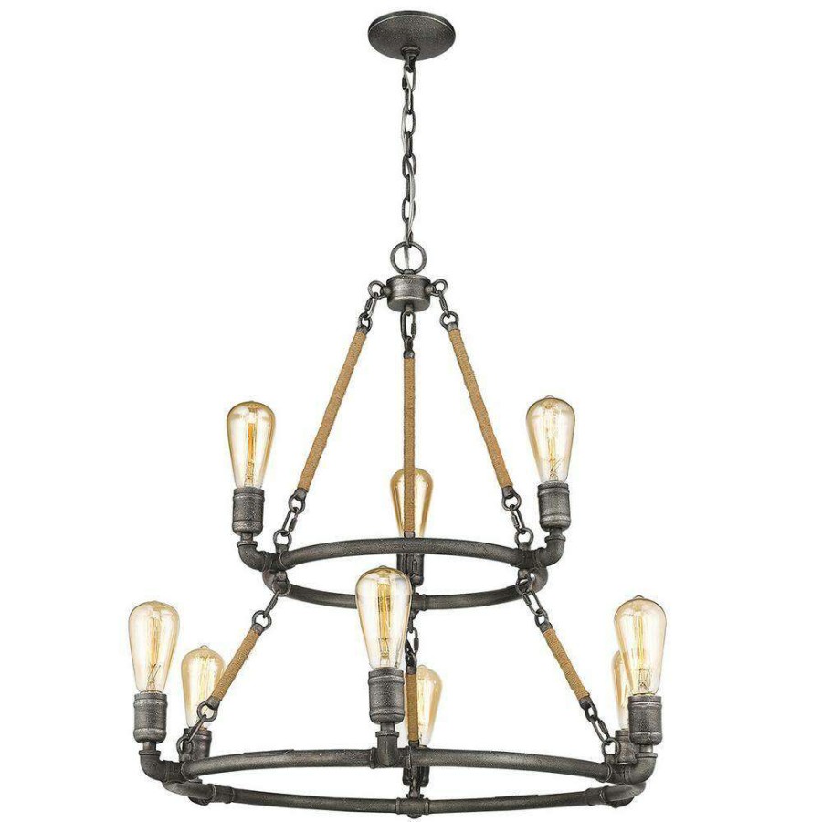 Chandeliers * | Grayson 9-Light Antique Gray Chandelier By Acclaim Lighting